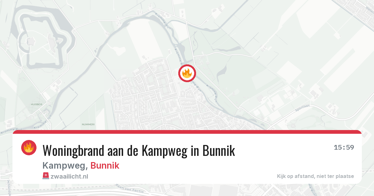 Woningbrand aan de Kampweg in Bunnik — 19 apr 2026