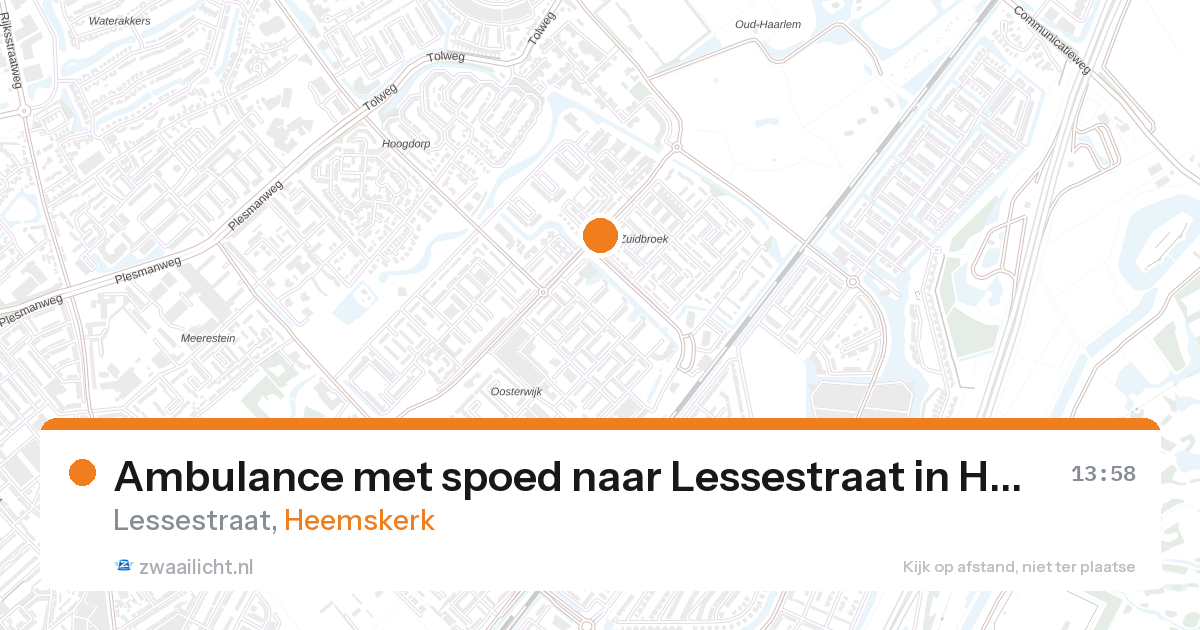 Ambulance met spoed naar Lessestraat in Heemskerk — 28 aug 2026