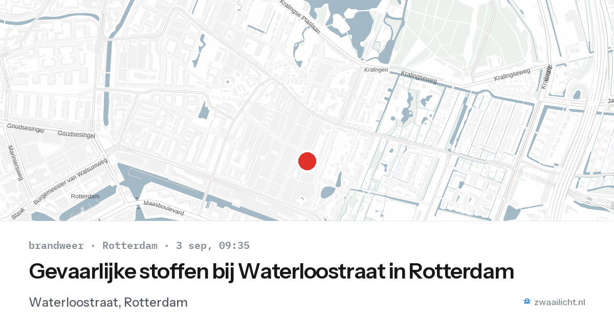 Gevaarlijke stoffen bij Waterloostraat in Rotterdam — 3 sep 2026