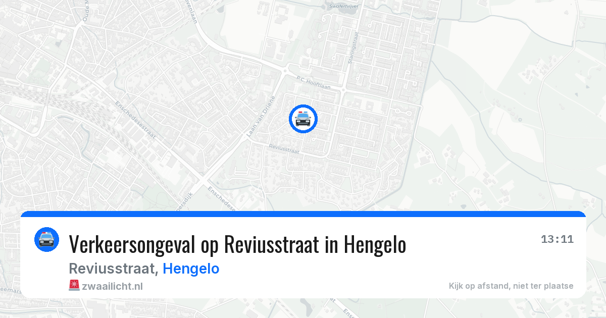Verkeersongeval op Reviusstraat in Hengelo — 3 aug 2026