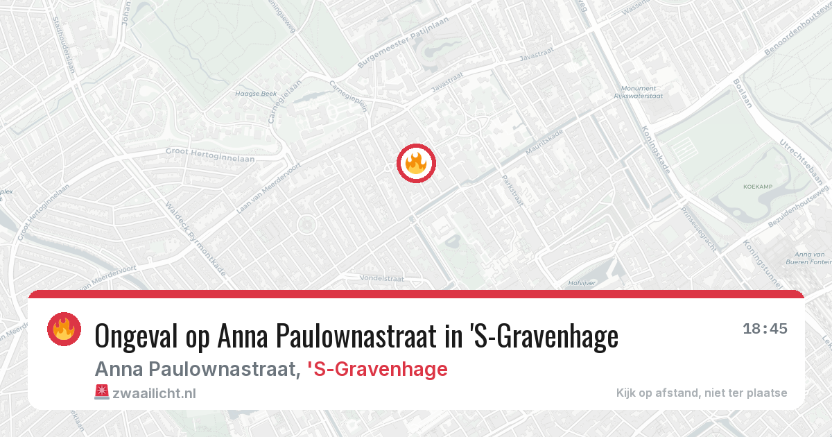 Ongeval op Anna Paulownastraat in 'S-Gravenhage — 6 aug 2026