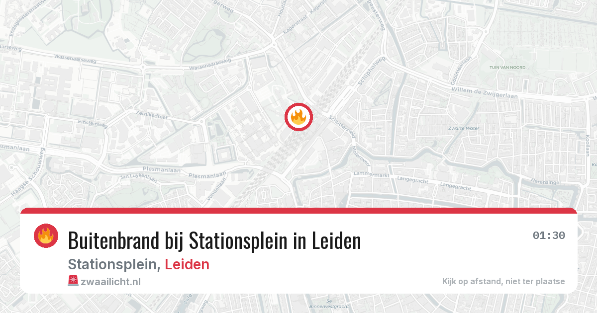 Buitenbrand bij Stationsplein in Leiden — 10 aug 2026