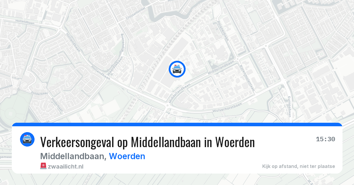 Verkeersongeval op Middellandbaan in Woerden — 9 jul 2026