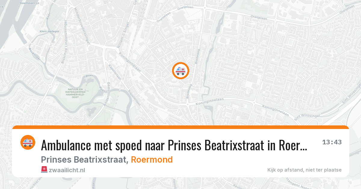 Ambulance met spoed naar Prinses Beatrixstraat in Roermond — 2 aug 2026