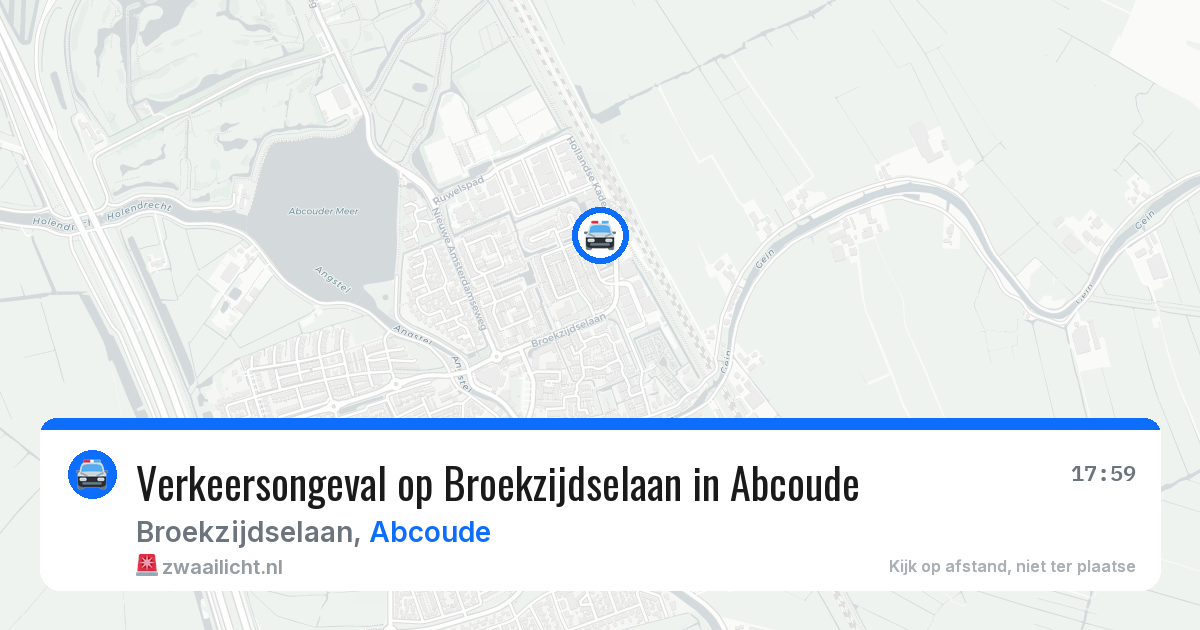 Verkeersongeval op Broekzijdselaan in Abcoude — 2 aug 2026