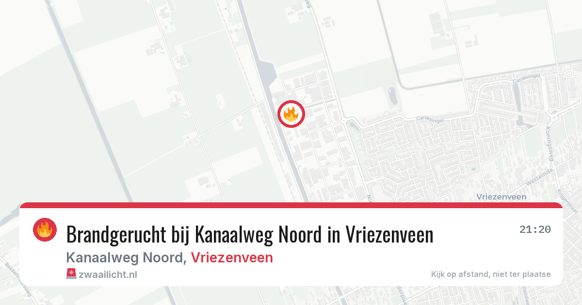 Brandgerucht bij Kanaalweg Noord in Vriezenveen — 16 jul 2026