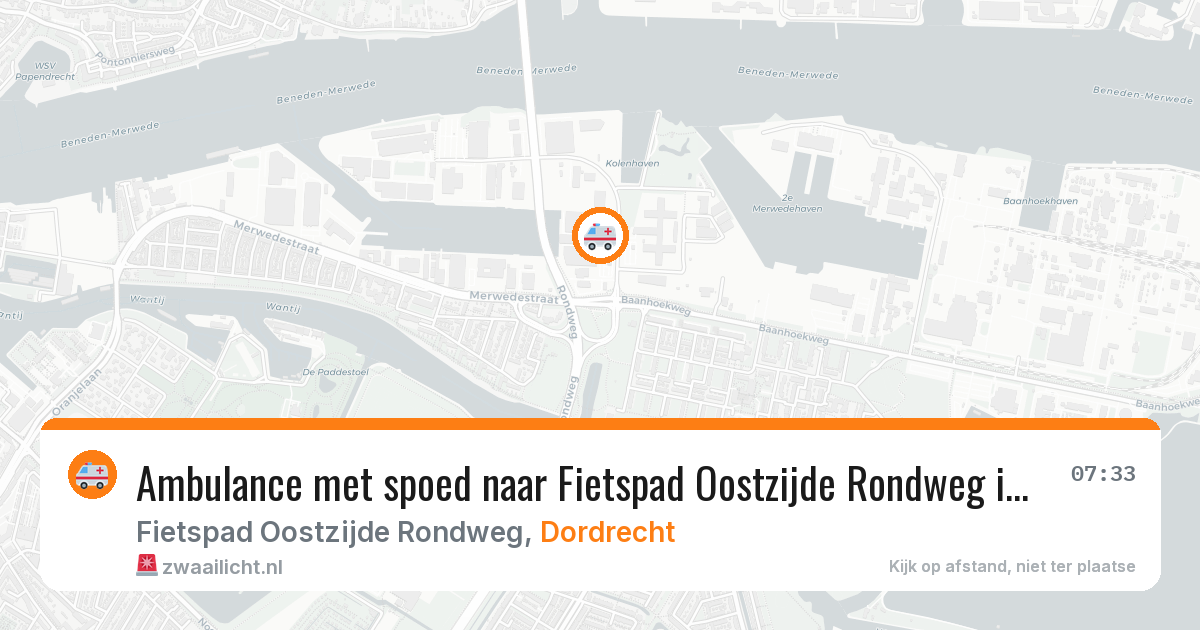 Ambulance met spoed naar Fietspad Oostzijde Rondweg in Dordrecht — 9 jun 2026