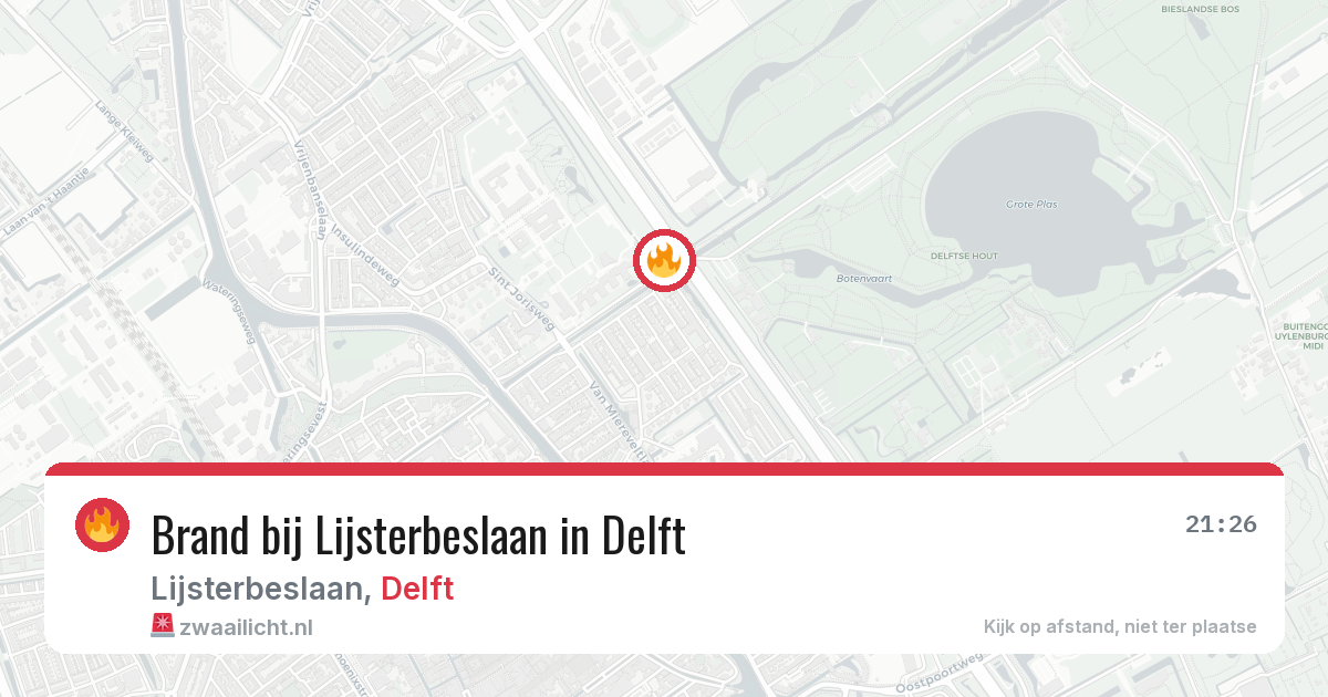 Brand bij Lijsterbeslaan in Delft — 29 jun 2026