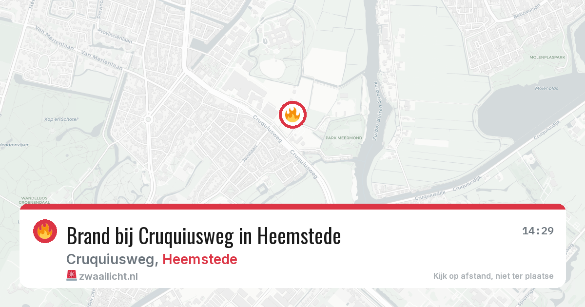 Brand bij Cruquiusweg in Heemstede — 22 jun 2026