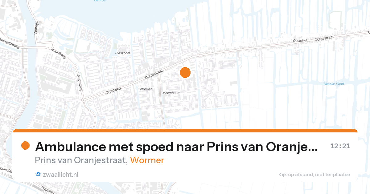 Ambulance met spoed naar Prins van Oranjestraat in Wormer — 15 jun 2026