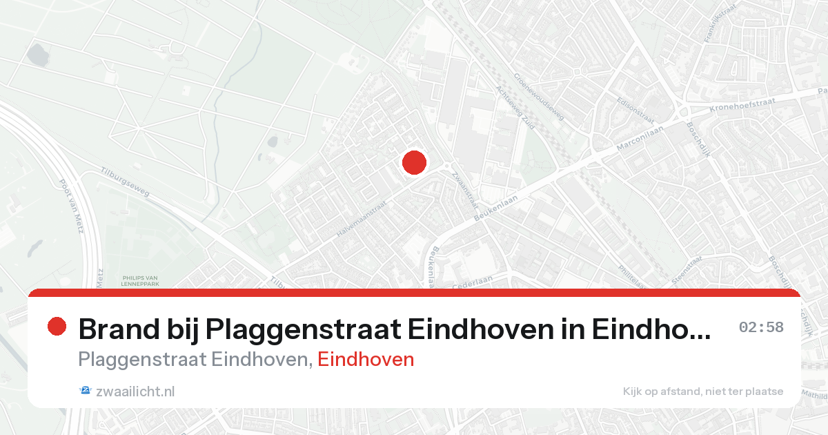 Brand bij Plaggenstraat Eindhoven in Eindhoven — 16 aug 2026