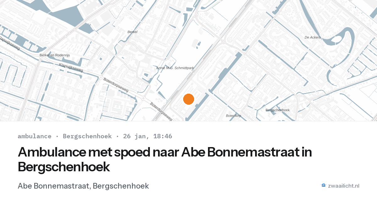 Ambulance met spoed naar Abe Bonnemastraat in Bergschenhoek — 26 jan 2026