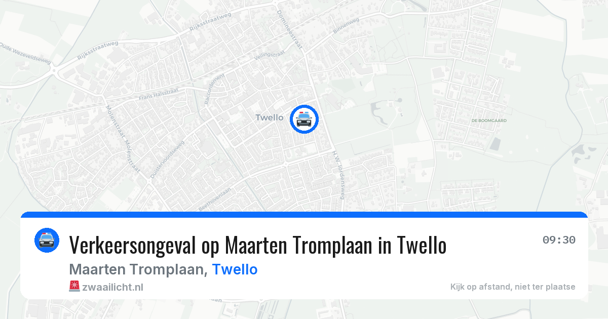 Verkeersongeval op Maarten Tromplaan in Twello — 9 jul 2026