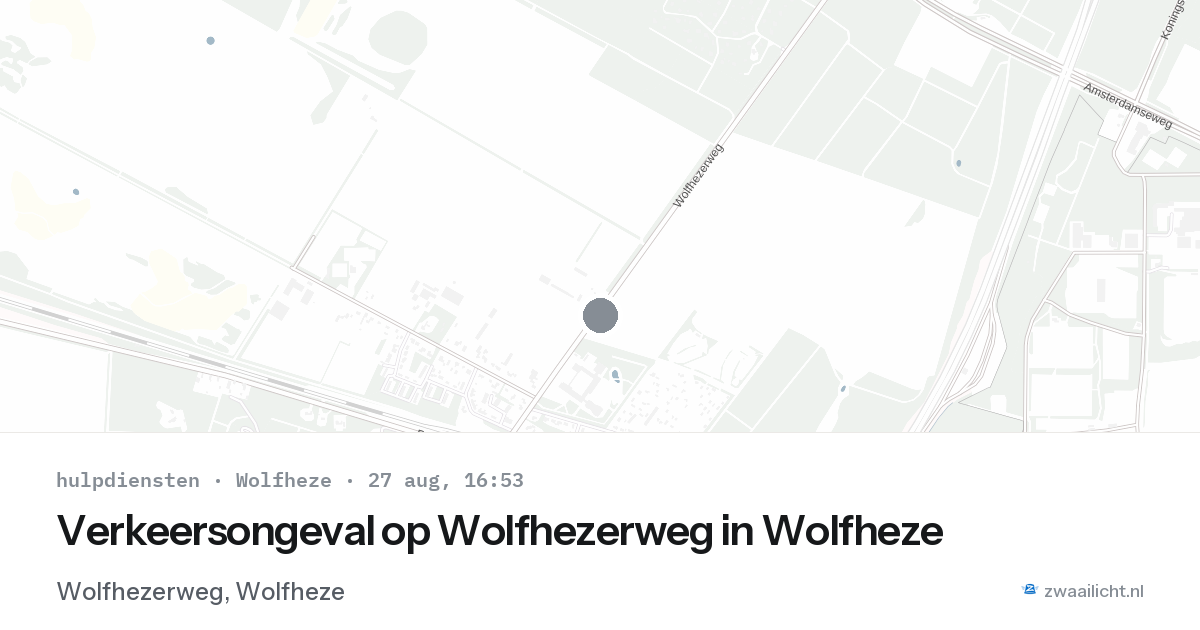 Verkeersongeval op Wolfhezerweg in Wolfheze — 27 aug 2026