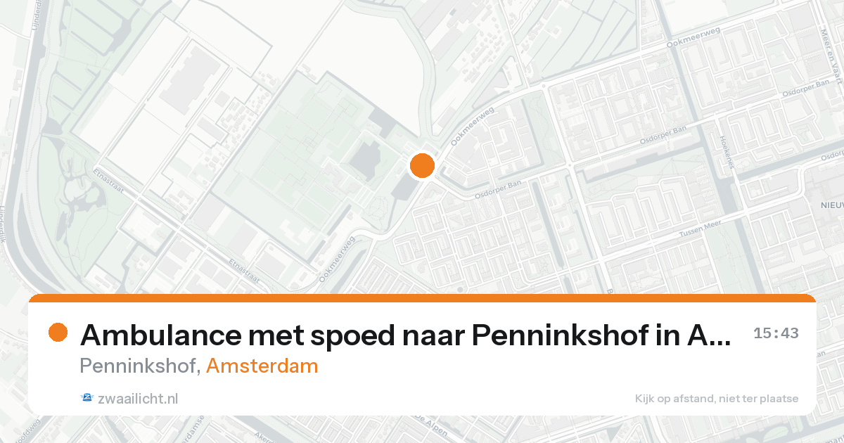 Ambulance met spoed naar Penninkshof in Amsterdam — 18 aug 2026