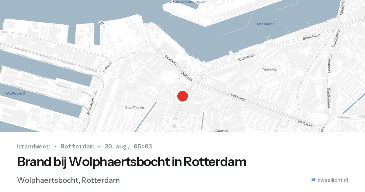 Brand bij Wolphaertsbocht in Rotterdam — 30 aug 2026