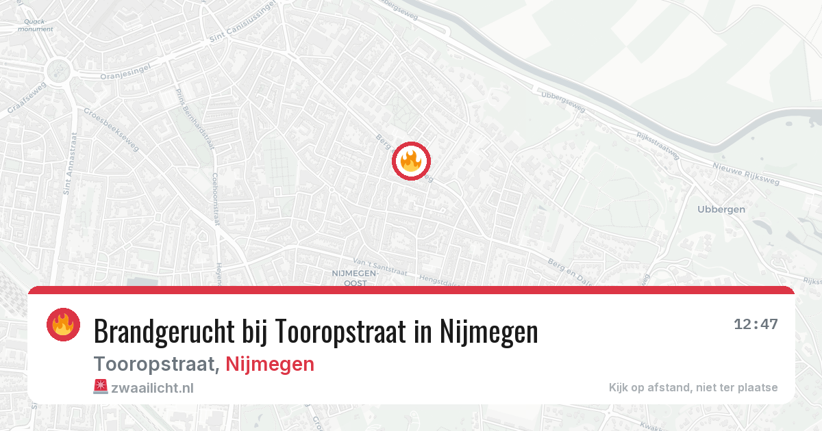 Brandgerucht bij Tooropstraat in Nijmegen — 5 mei 2026