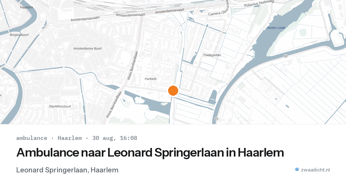Ambulance naar Leonard Springerlaan in Haarlem — 30 aug 2026
