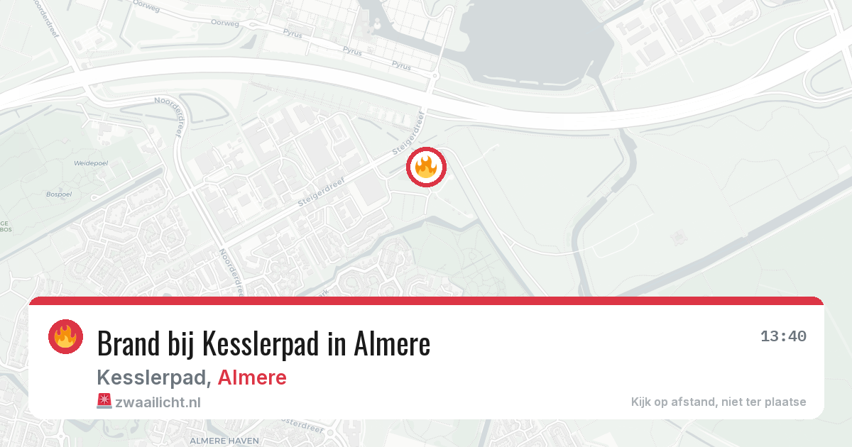 Brand bij Kesslerpad in Almere — 9 aug 2026