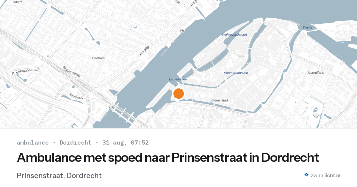 Ambulance met spoed naar Prinsenstraat in Dordrecht — 31 aug 2026