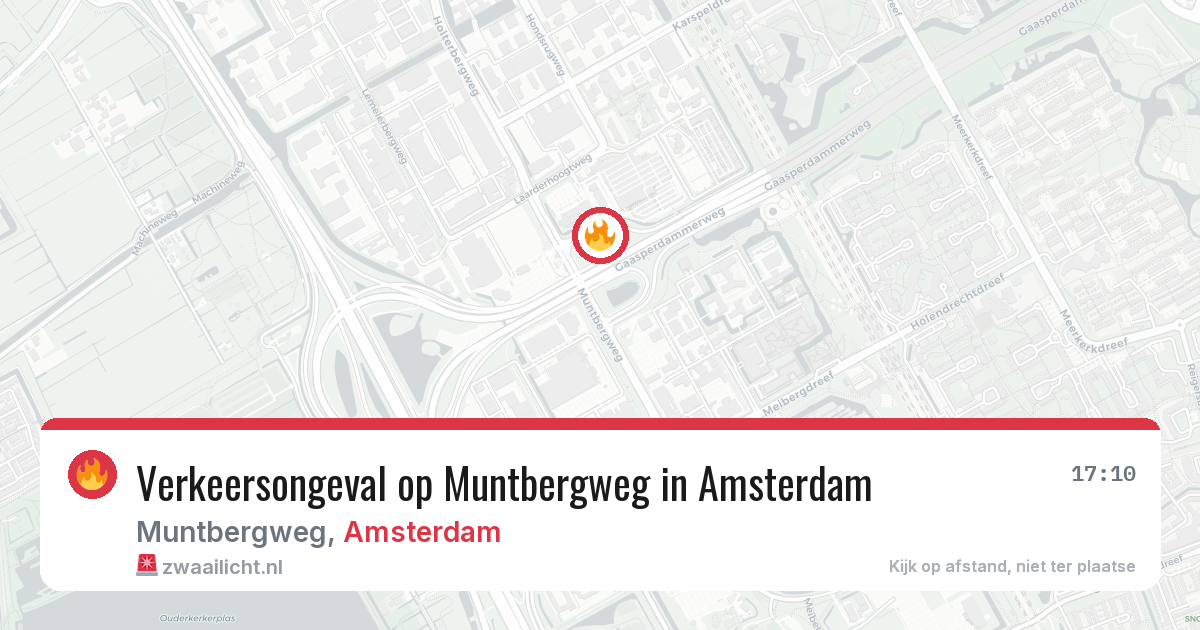 Verkeersongeval op Muntbergweg in Amsterdam — 17 mei 2026