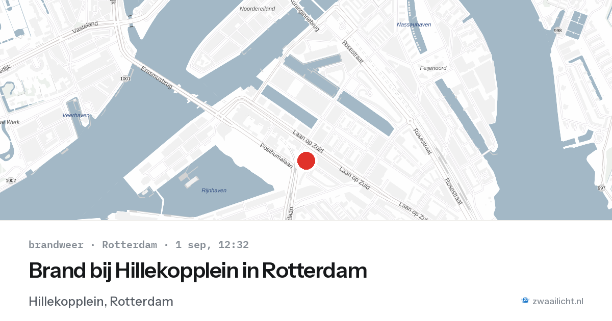 Brand bij Hillekopplein in Rotterdam — 1 sep 2026