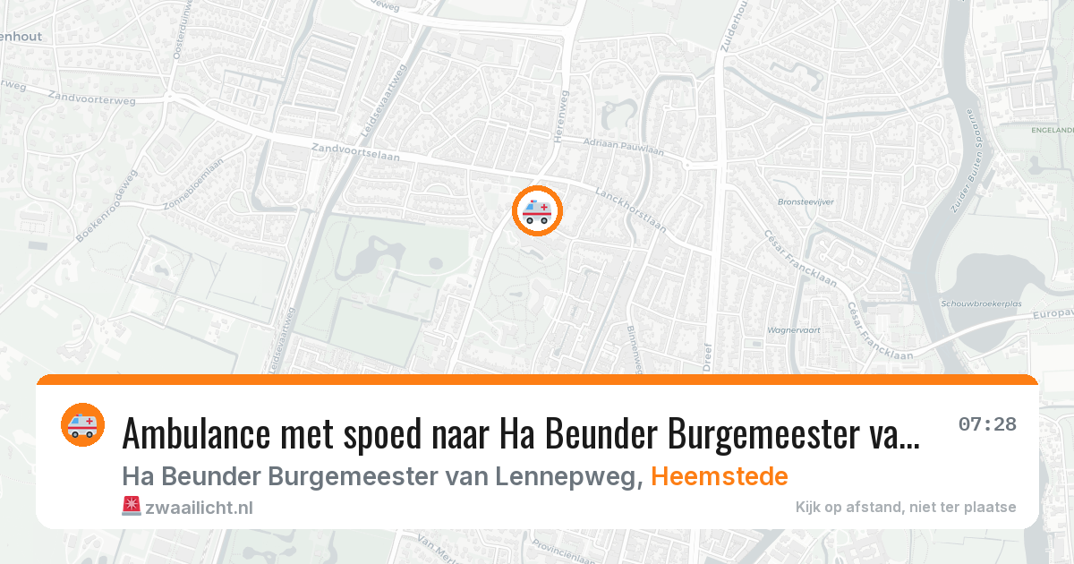 Ambulance met spoed naar Ha Beunder Burgemeester van Lennepweg in Heemstede — 9 feb 2026