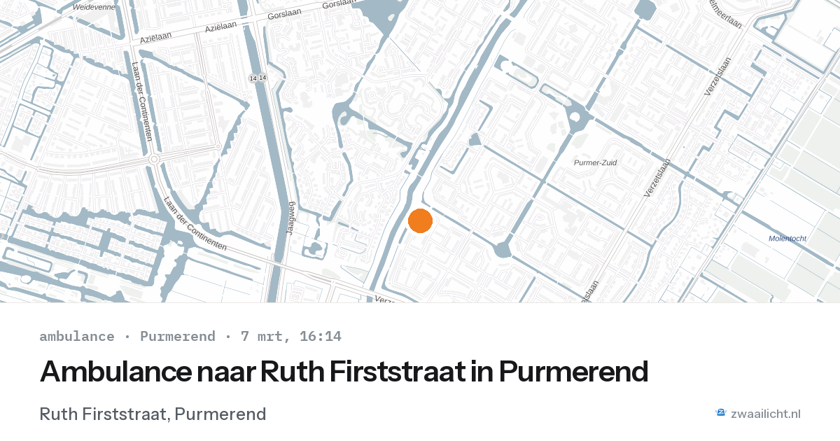 Ambulance naar Ruth Firststraat in Purmerend — 7 mrt 2026