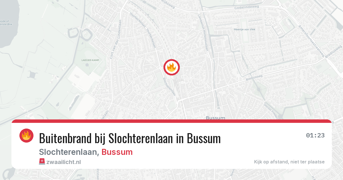 Buitenbrand bij Slochterenlaan in Bussum — 6 aug 2026
