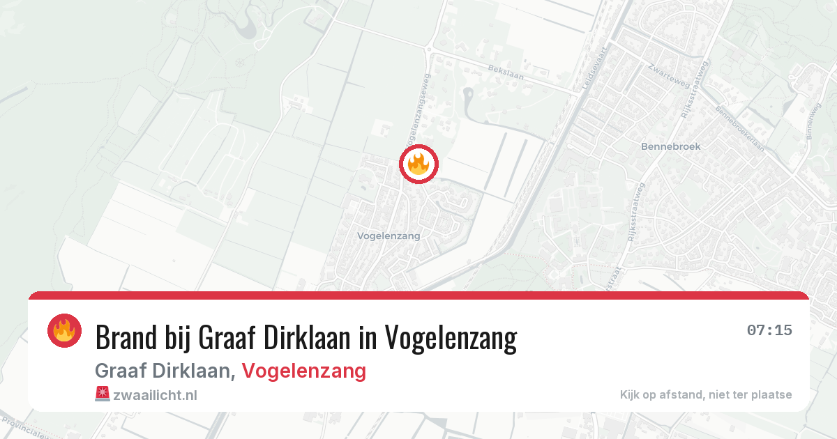 Brand bij Graaf Dirklaan in Vogelenzang — 26 mrt 2026
