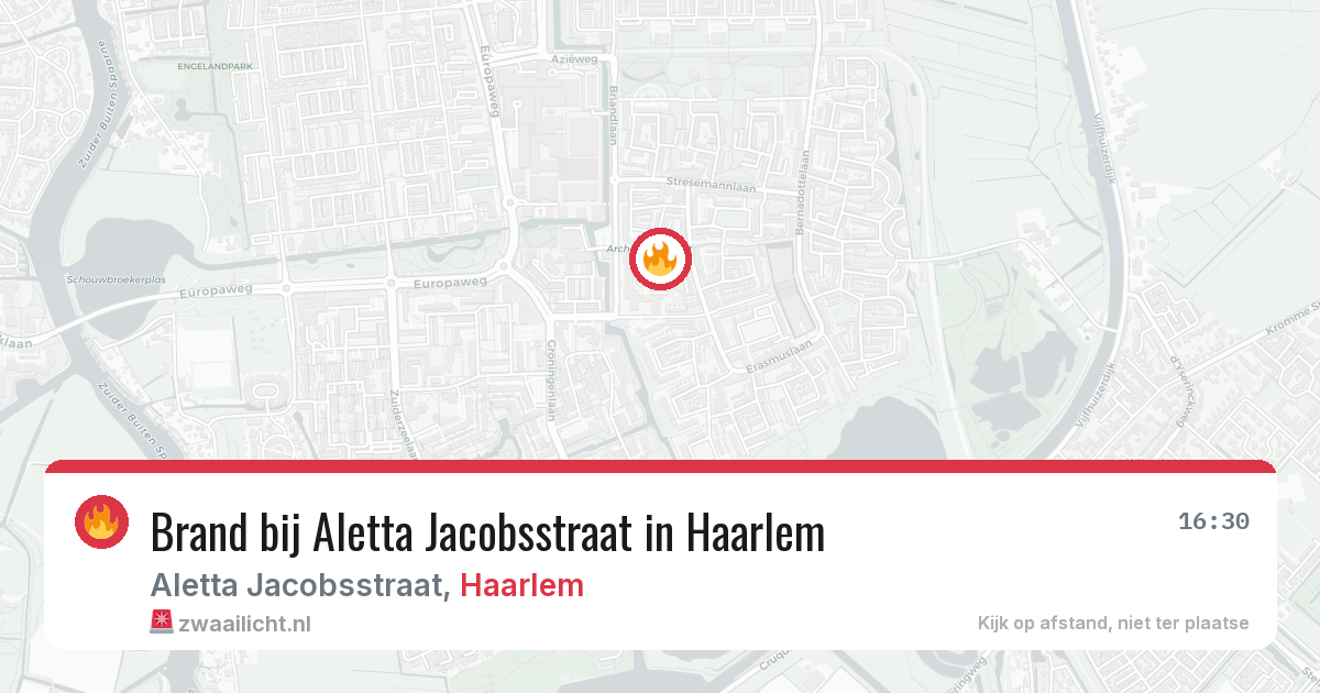 Brand bij Aletta Jacobsstraat in Haarlem — 5 jul 2026