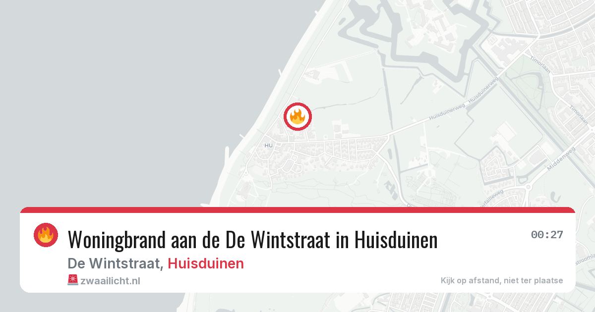 Woningbrand aan de De Wintstraat in Huisduinen — 10 jun 2026