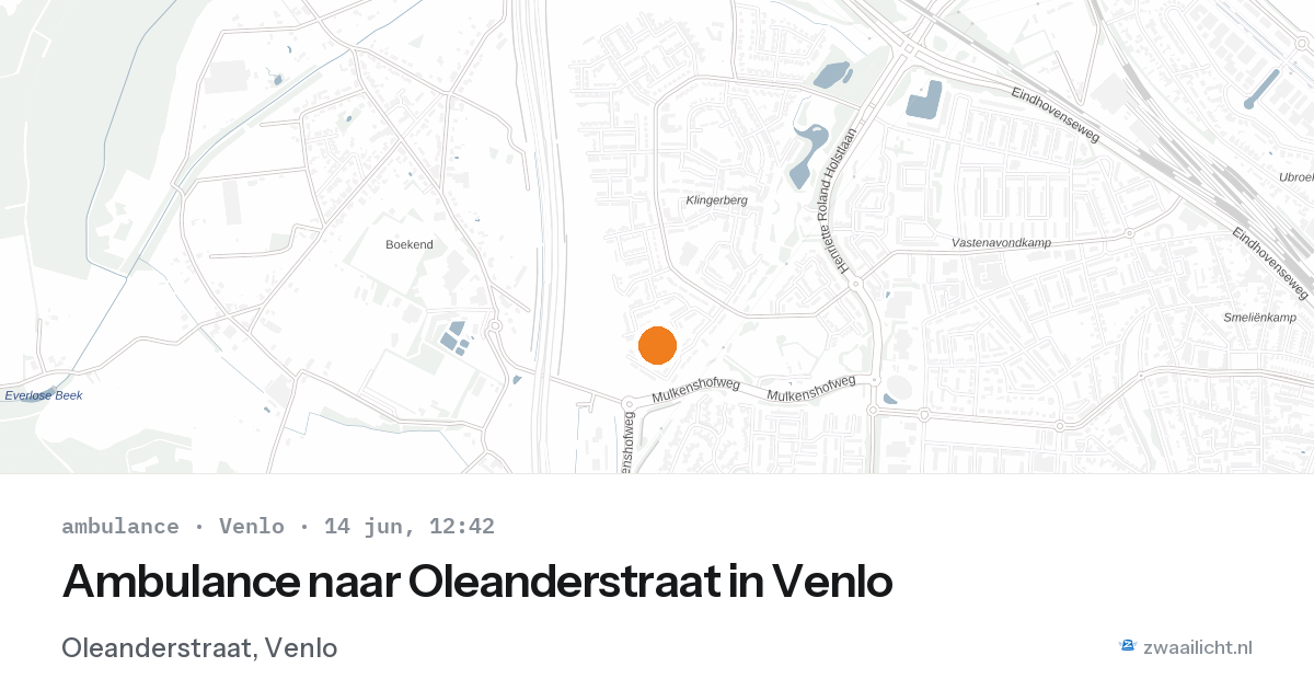 Ambulance naar Oleanderstraat in Venlo — 14 jun 2026