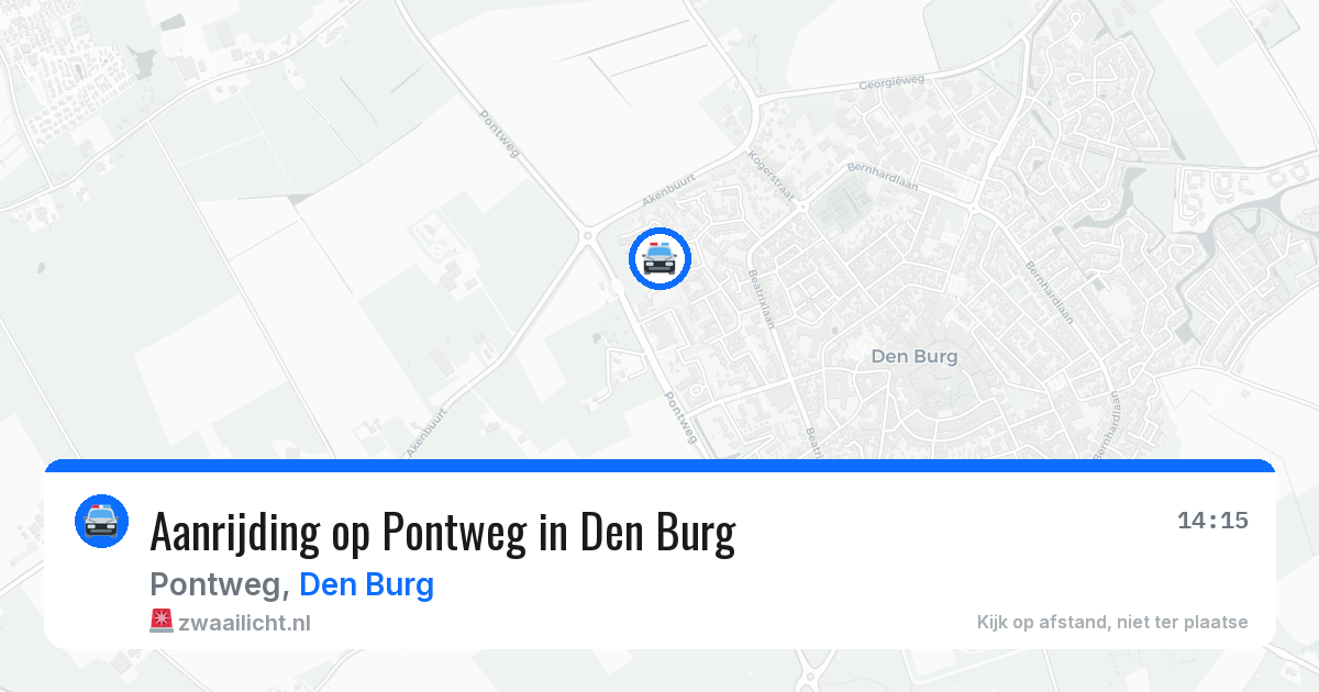 Aanrijding op Pontweg in Den Burg — 13 jun 2026