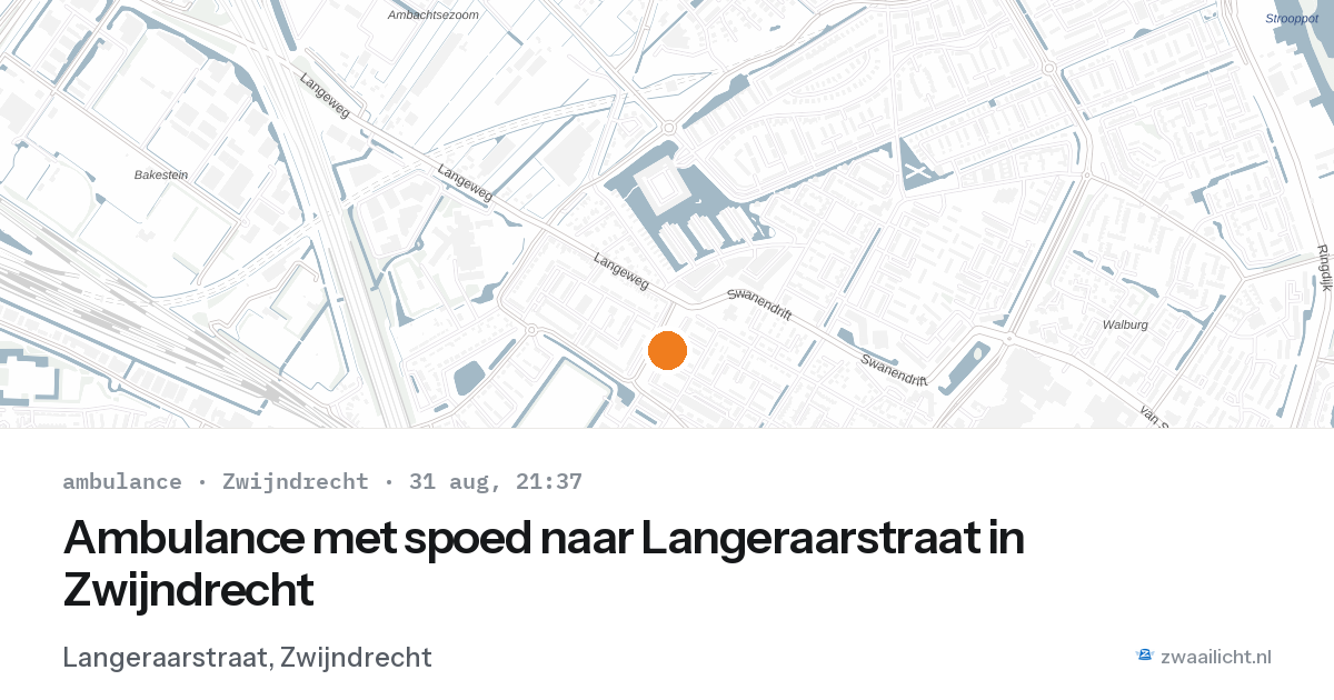 Ambulance met spoed naar Langeraarstraat in Zwijndrecht — 31 aug 2026