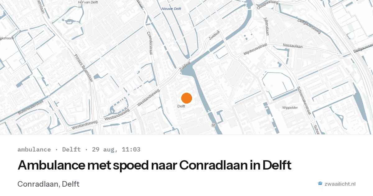 Ambulance met spoed naar Conradlaan in Delft — 29 aug 2026