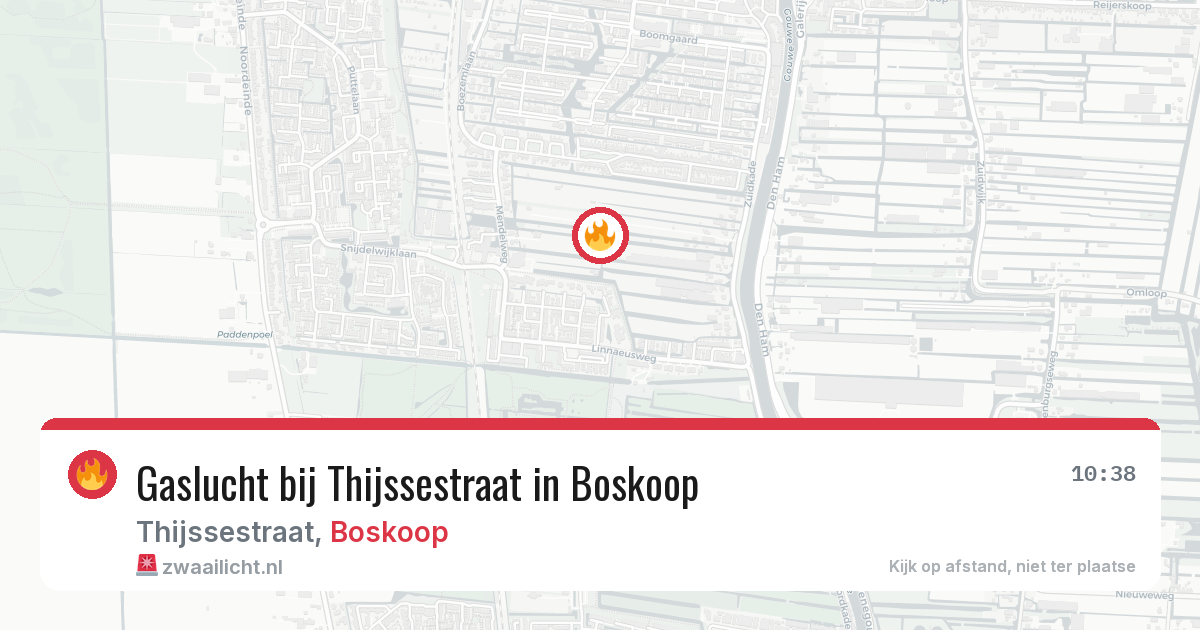 Gaslucht bij Thijssestraat in Boskoop — 3 aug 2026