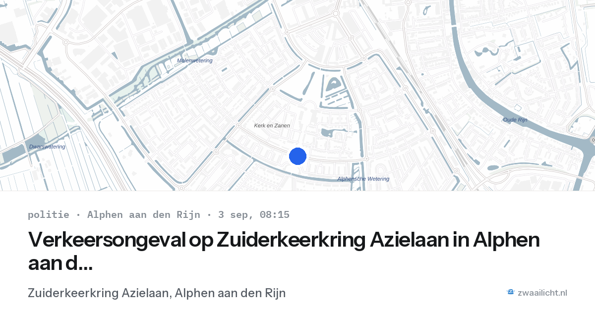 Verkeersongeval op Zuiderkeerkring Azielaan in Alphen aan den Rijn — 3 sep 2026