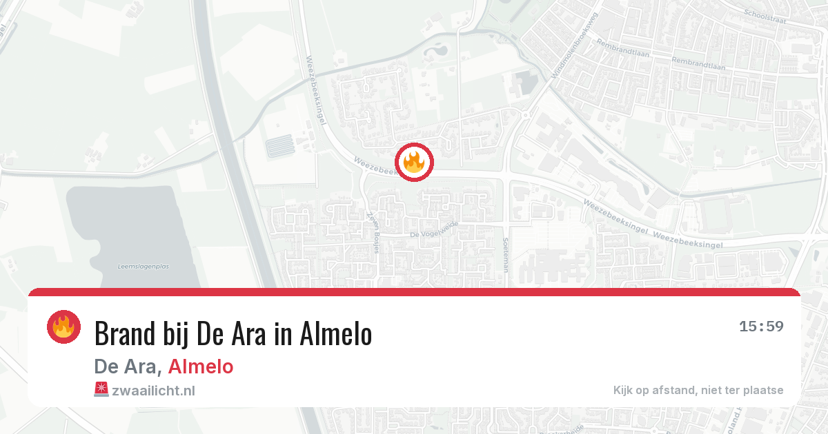 Brand bij De Ara in Almelo — 27 jun 2026