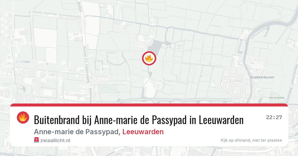 Buitenbrand bij Anne-marie de Passypad in Leeuwarden — 12 jul 2026