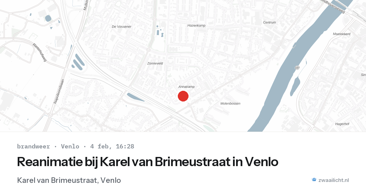 Reanimatie bij Karel van Brimeustraat in Venlo — 4 feb 2026