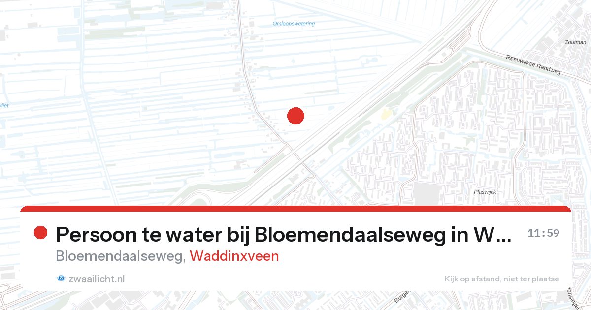 Persoon te water bij Bloemendaalseweg in Waddinxveen — 11 mrt 2026