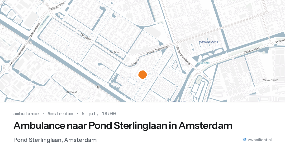 Ambulance naar Pond Sterlinglaan in Amsterdam — 5 jul 2026