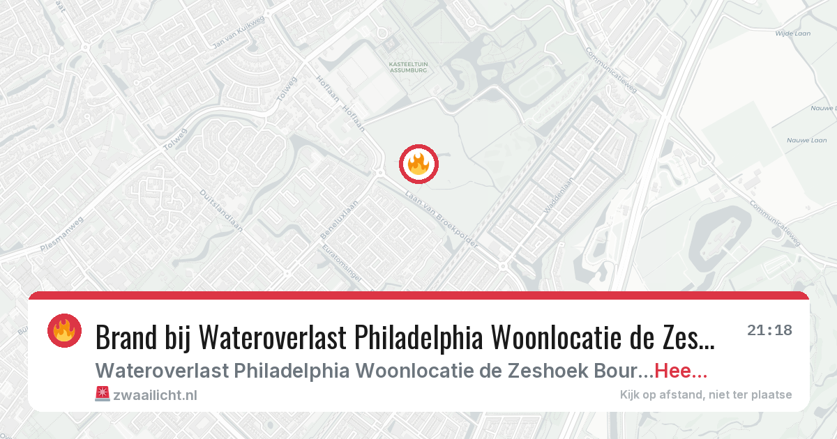 Brand bij Wateroverlast Philadelphia Woonlocatie de Zeshoek Bourgondiestraat in Heemskerk — 29 jul 2026