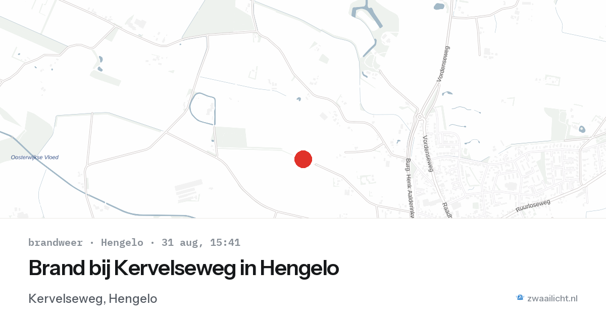 Brand bij Kervelseweg in Hengelo — 31 aug 2026