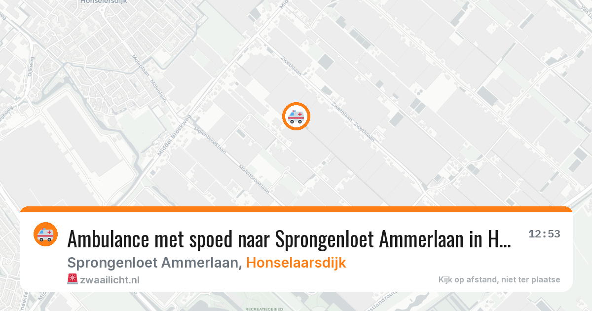 Ambulance met spoed naar Sprongenloet Ammerlaan in Honselaarsdijk — 14 aug 2026