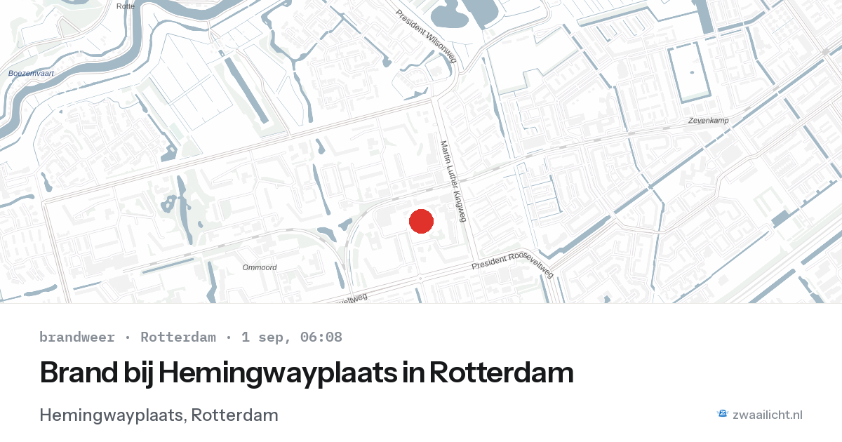 Brand bij Hemingwayplaats in Rotterdam — 1 sep 2026