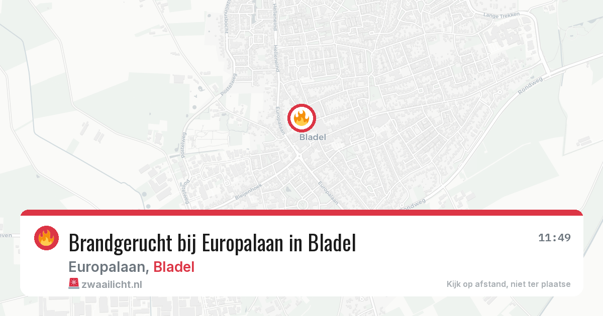 Brandgerucht bij Europalaan in Bladel — 30 jun 2026