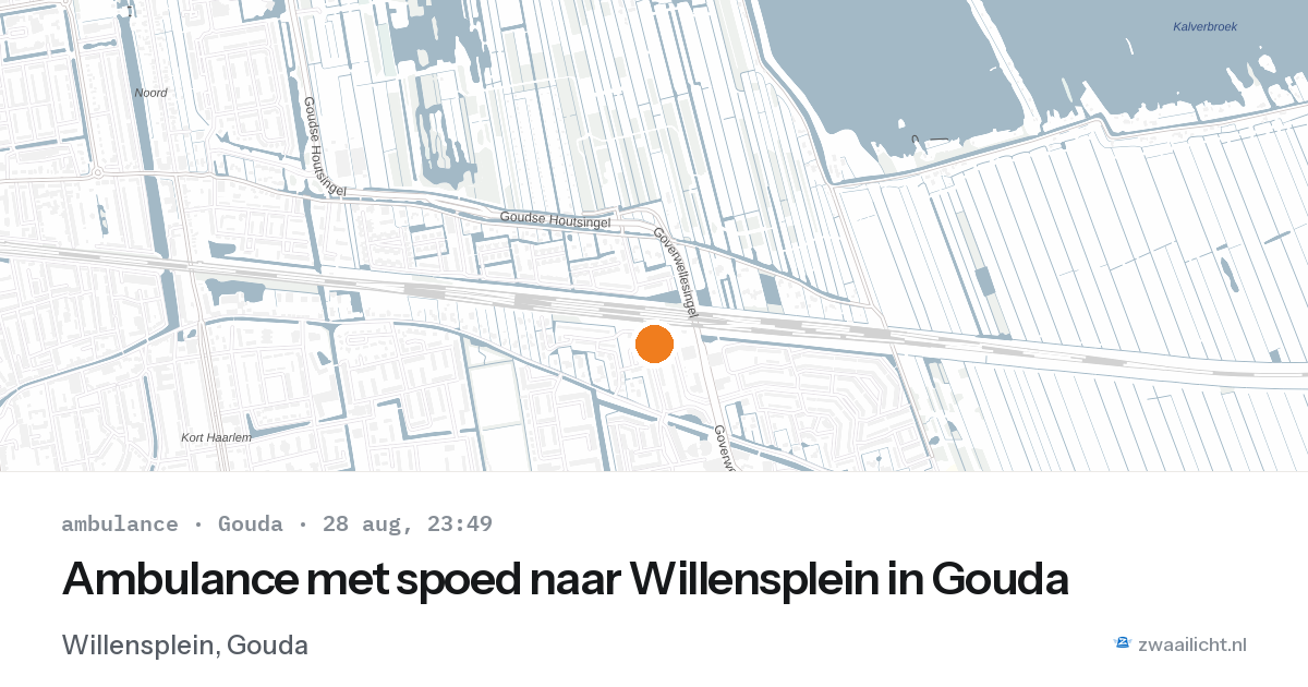 Ambulance met spoed naar Willensplein in Gouda — 28 aug 2026