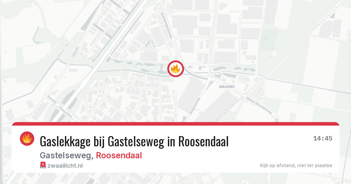 Gaslekkage bij Gastelseweg in Roosendaal — 1 jul 2026